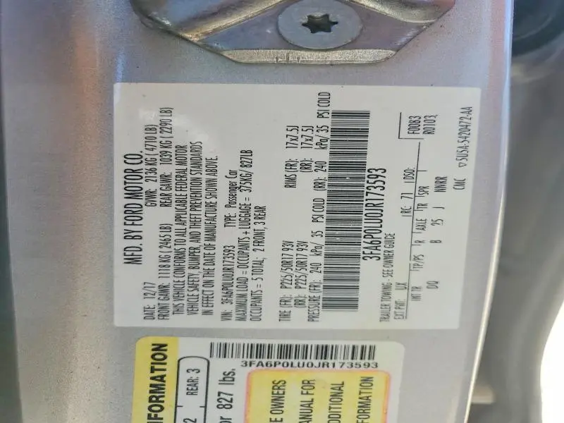 2018 FORD FUSION SE HYBRID  