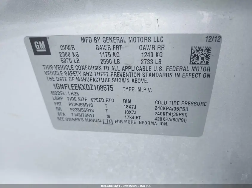 2013 CHEVROLET EQUINOX 1LT