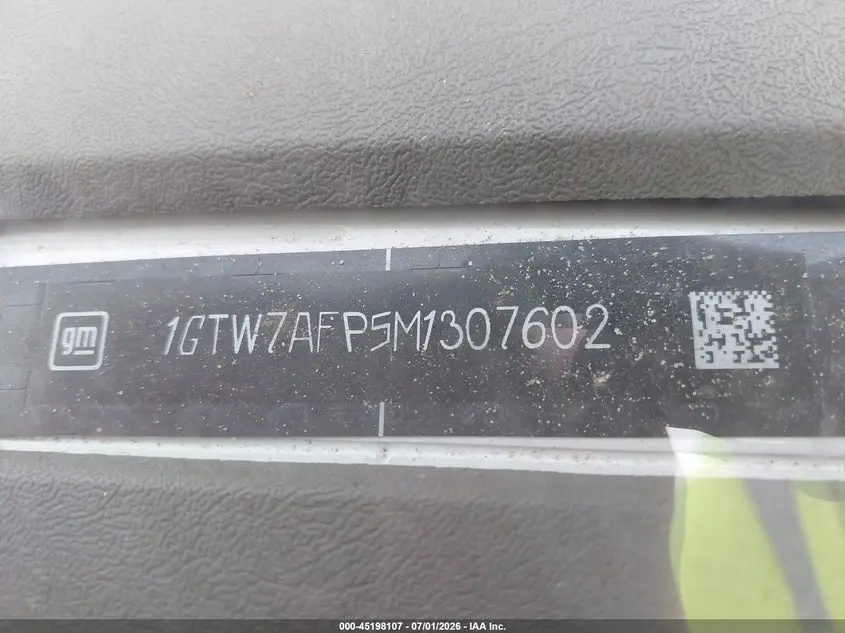 2021 GMC SAVANA CARGO RWD 2500 REGULAR WHEELBASE WORK VAN