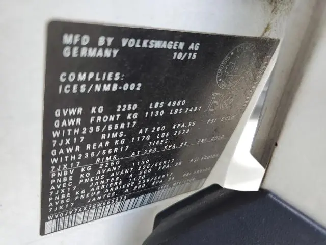 2016 VOLKSWAGEN TIGUAN COMFORTLINE  