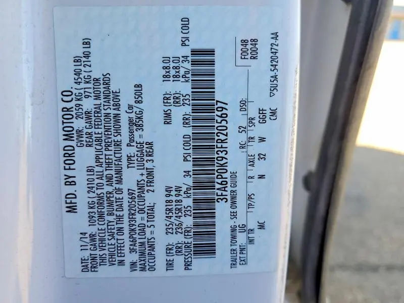 2015 FORD FUSION TITANIUM  