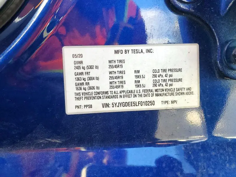2020 TESLA MODEL Y   