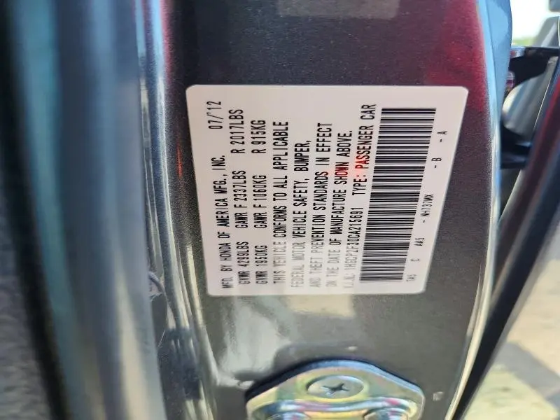 2012 HONDA ACCORD LX  