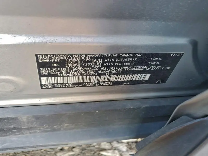 2020 TOYOTA RAV4 XLE  