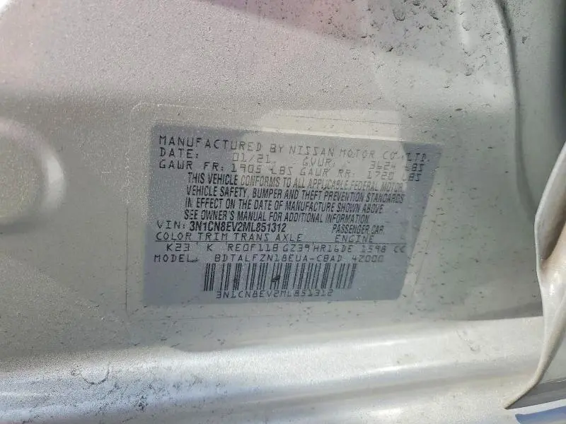 2021 NISSAN VERSA SV  