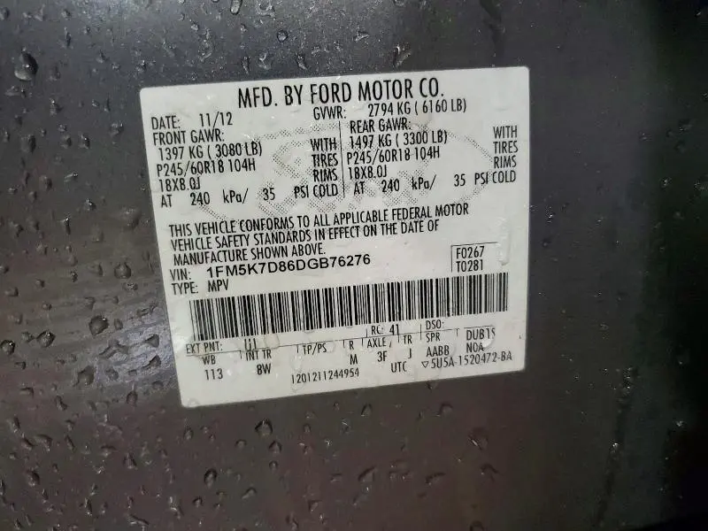 2013 FORD EXPLORER XLT  