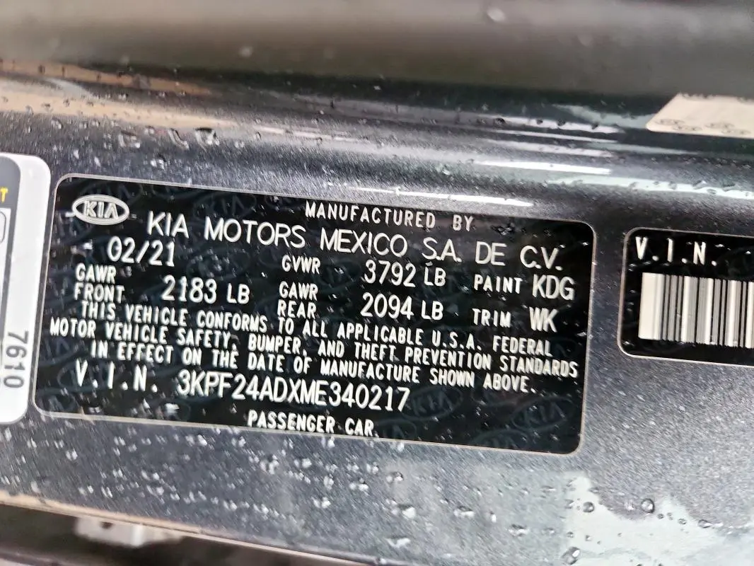 2021 KIA FORTE FE  