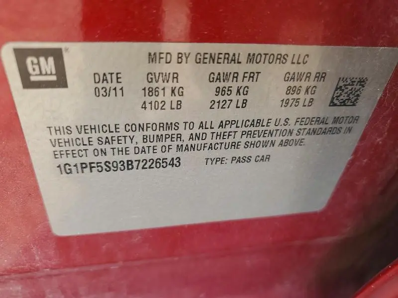 2011 CHEVROLET CRUZE LT  