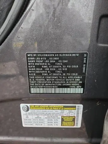 2013 VOLKSWAGEN TOUAREG V6  