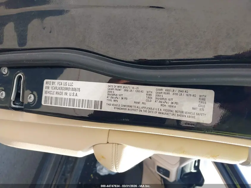 2021 JEEP GRAND CHEROKEE L LIMITED 4X4