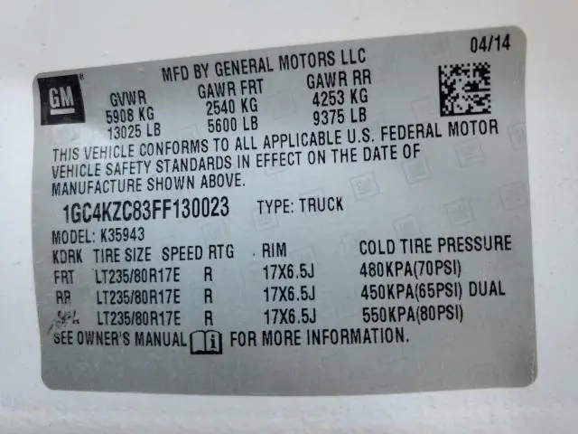 2015 CHEVROLET SILVERADO K3500 LT  