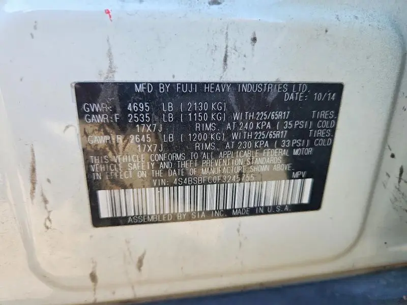 2015 SUBARU OUTBACK 2.5I PREMIUM  