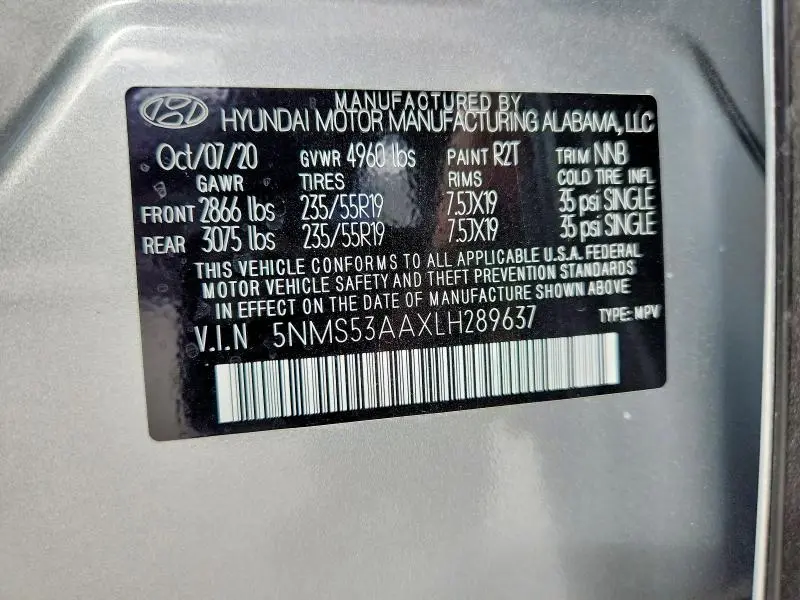 2020 HYUNDAI SANTA FE LIMITED 2.0T  