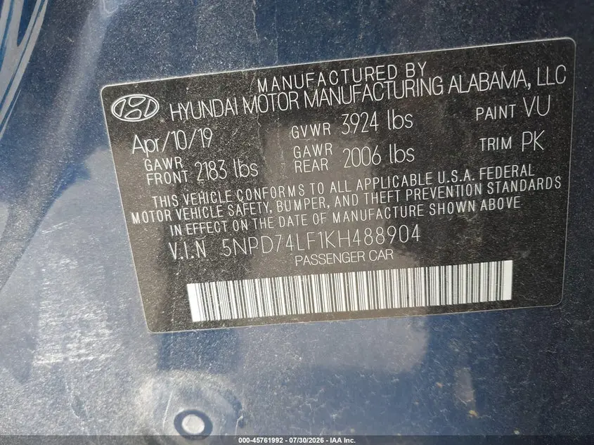 2019 HYUNDAI ELANTRA SE