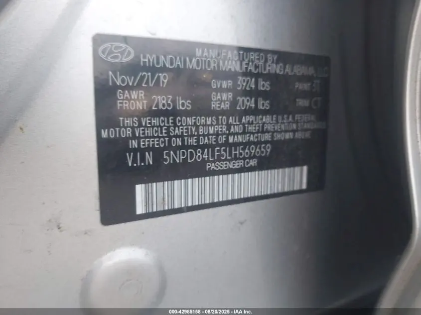 2020 HYUNDAI ELANTRA SEL