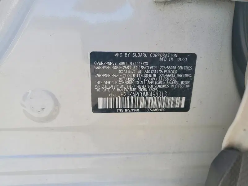 2021 SUBARU FORESTER   
