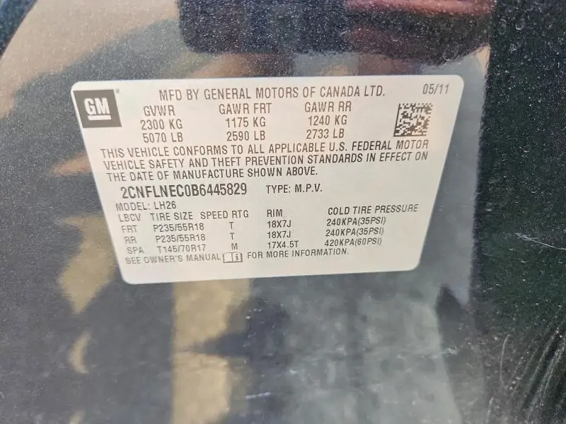 2011 CHEVROLET EQUINOX LT  