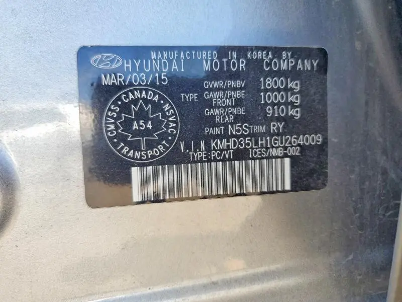 2016 HYUNDAI ELANTRA GT BASE  