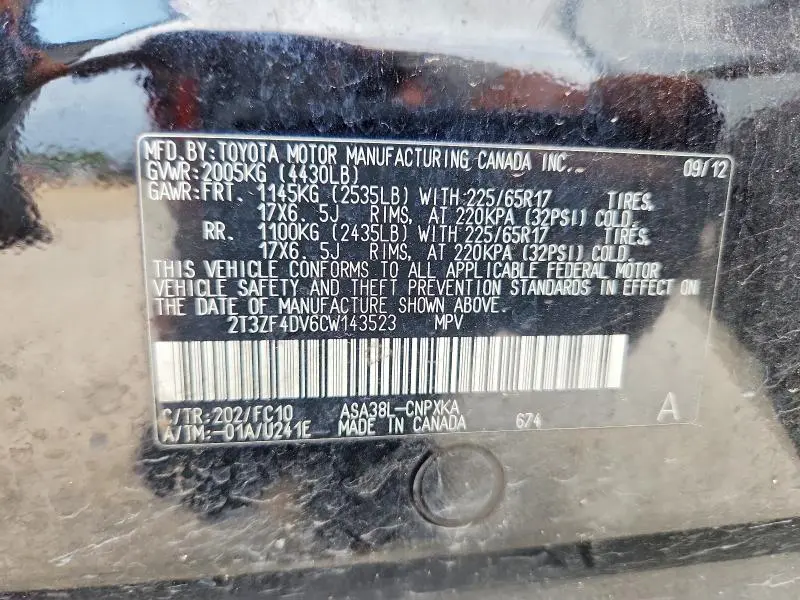 2012 TOYOTA RAV4 BASE  