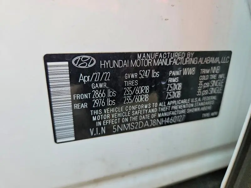 2022 HYUNDAI SANTA FE SEL  