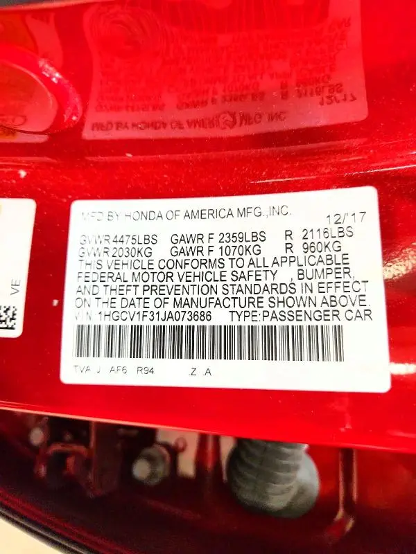 2018 HONDA ACCORD SPORT  