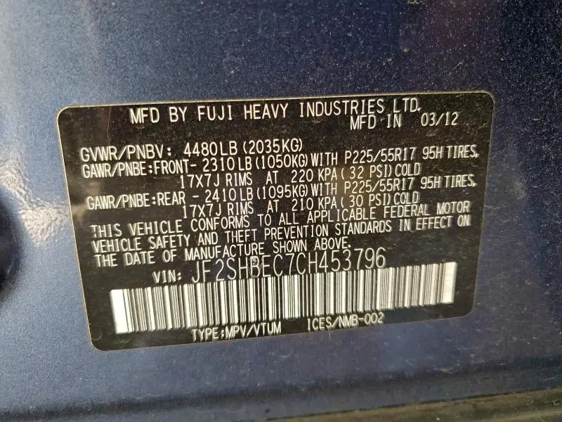 2012 SUBARU FORESTER LIMITED  