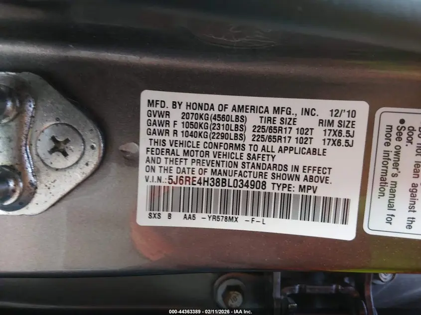 2011 HONDA CR-V LX