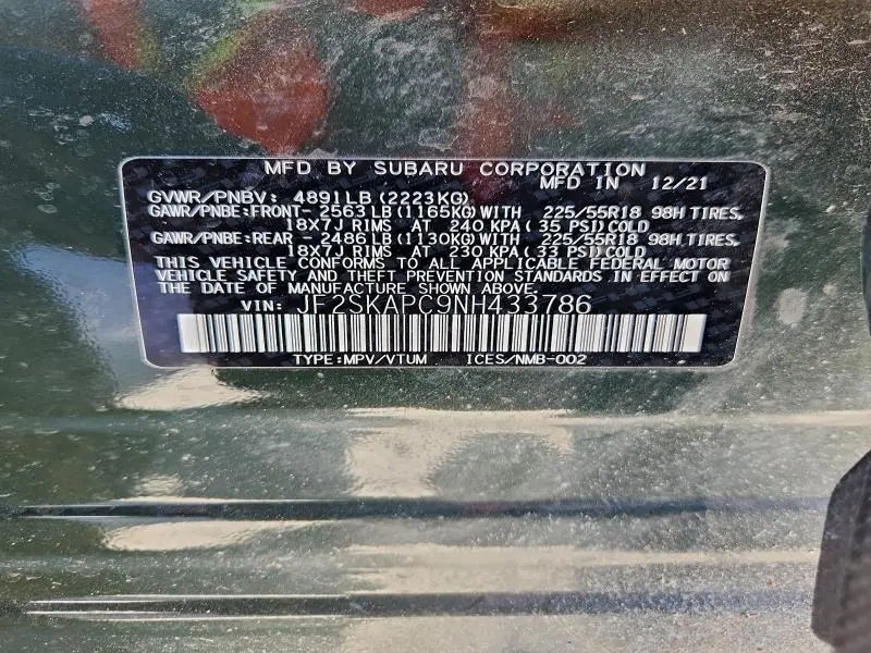 2022 SUBARU FORESTER LIMITED  