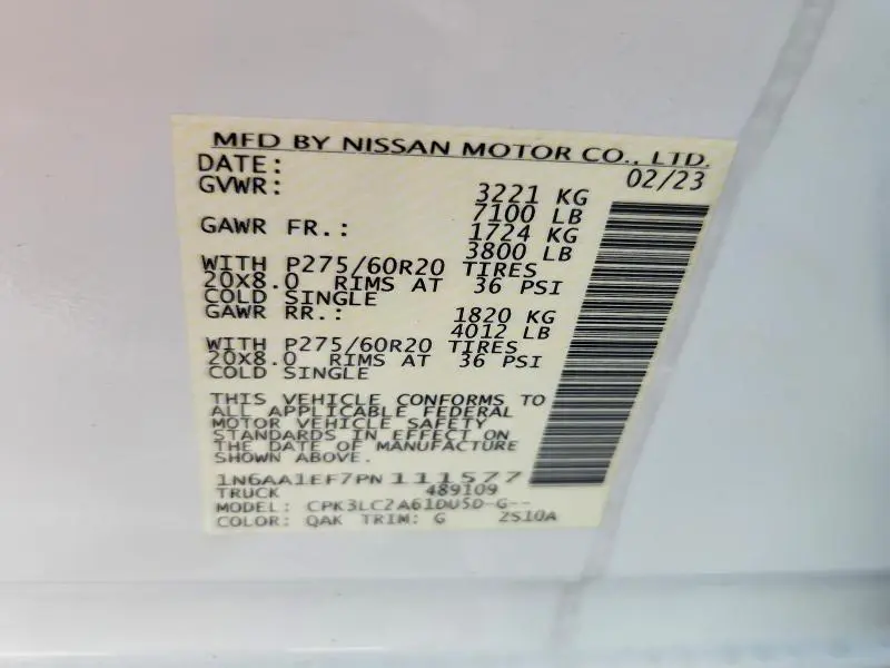 2023 NISSAN TITAN SV  