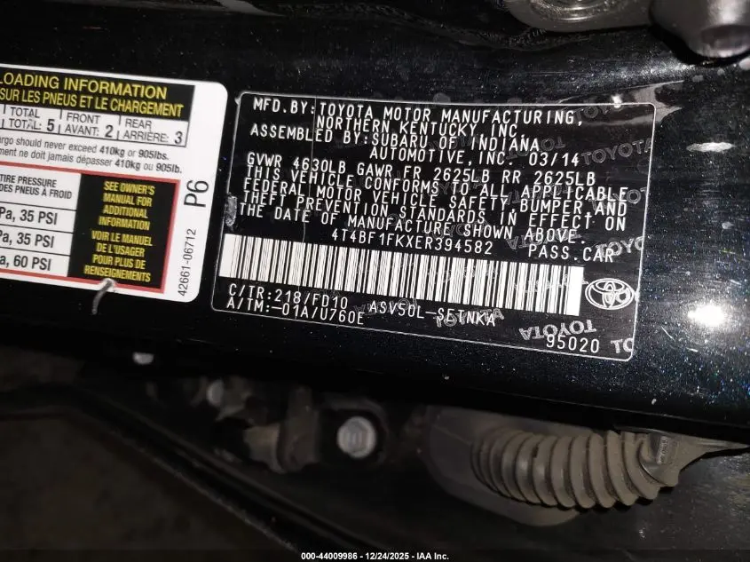 2014 TOYOTA CAMRY LE