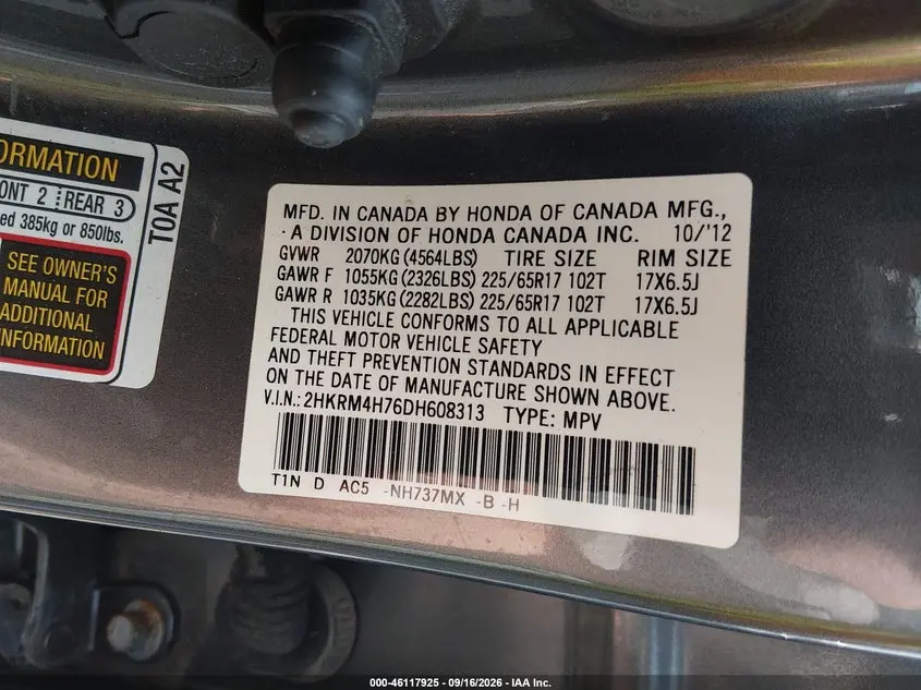 2013 HONDA CR-V EX-L