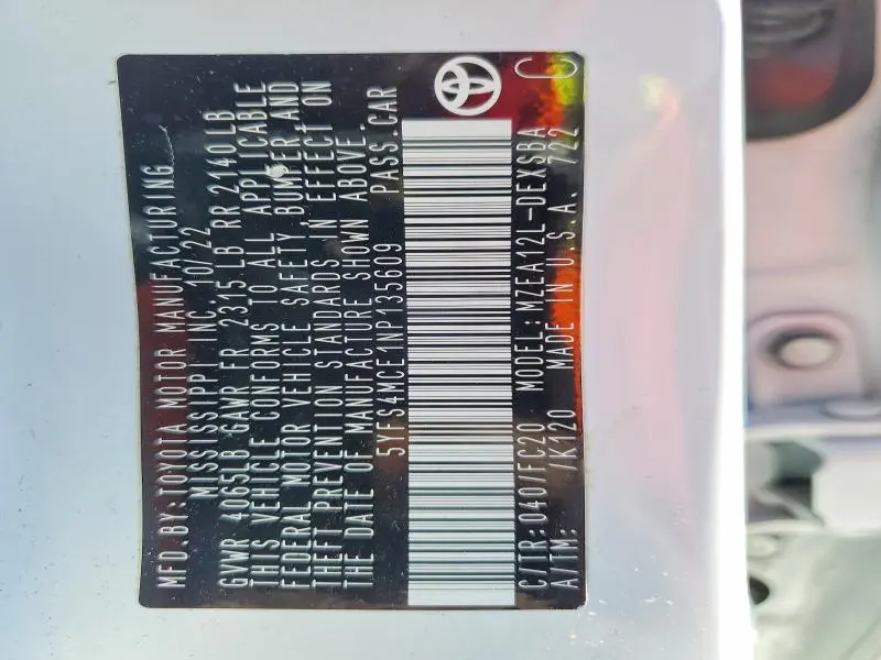 2022 TOYOTA COROLLA SE  