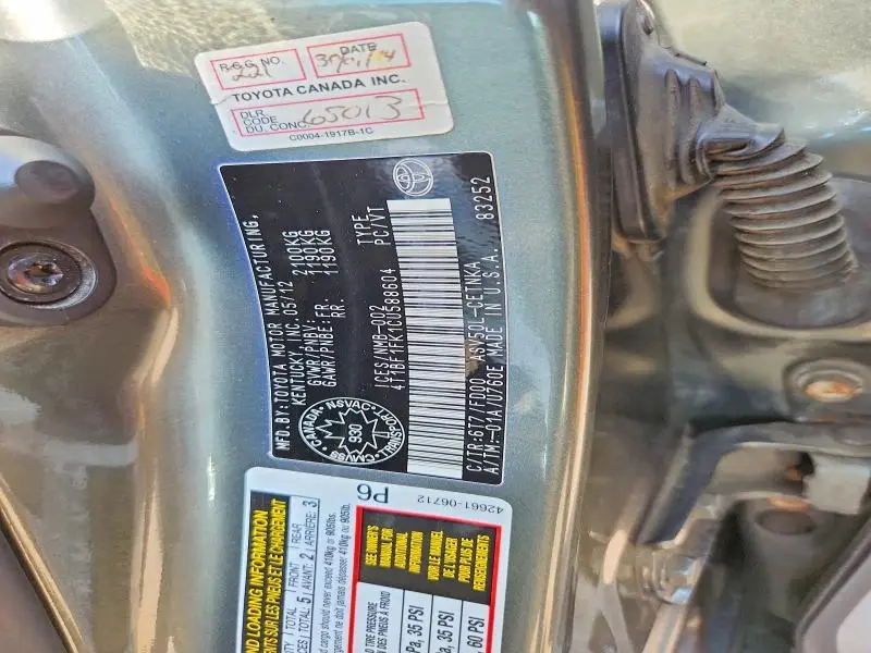 2012 TOYOTA CAMRY BASE  