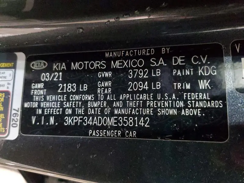 2021 KIA FORTE GT LINE  
