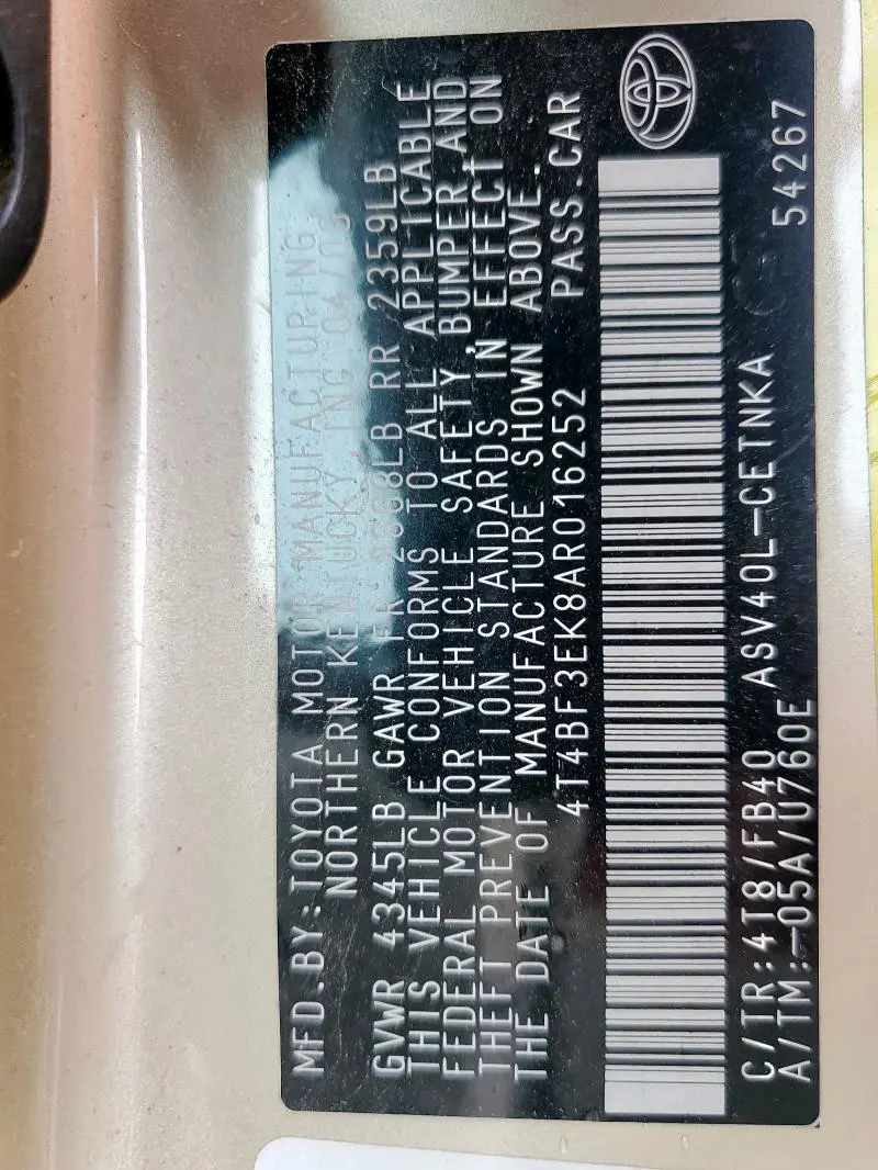 2010 TOYOTA CAMRY BASE