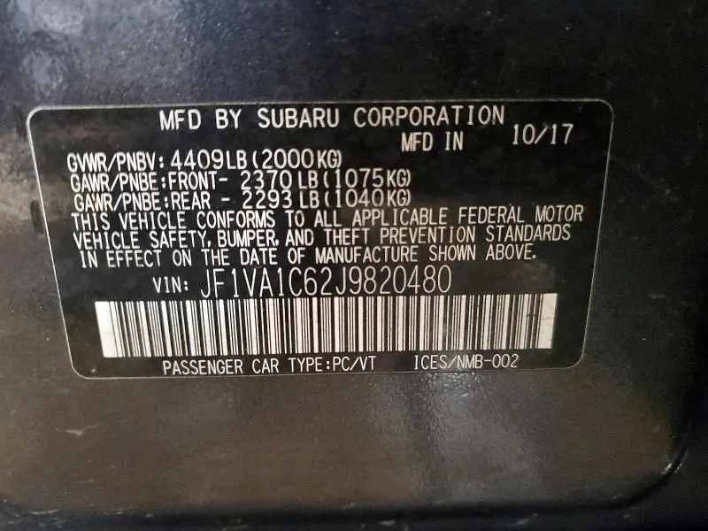2018 SUBARU WRX PREMIUM  