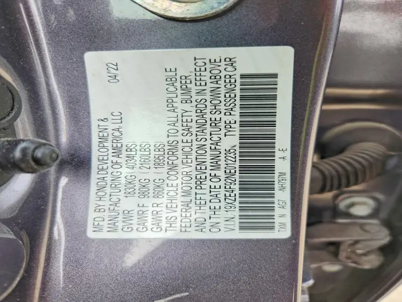 2022 HONDA INSIGHT TOURING  