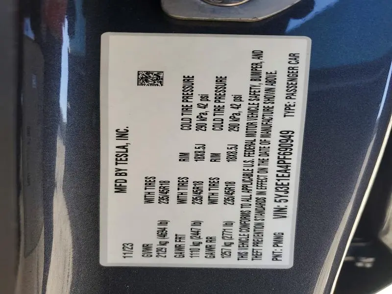 2023 TESLA MODEL 3   