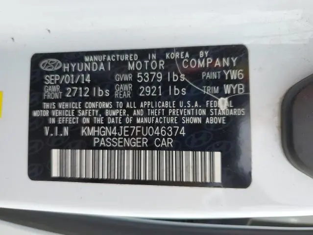 2015 HYUNDAI GENESIS 3.8L  