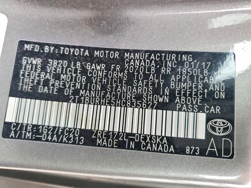 2017 TOYOTA COROLLA SE  