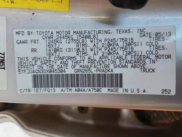 2013 TOYOTA TACOMA DOUBLE CAB PRERUNNER  