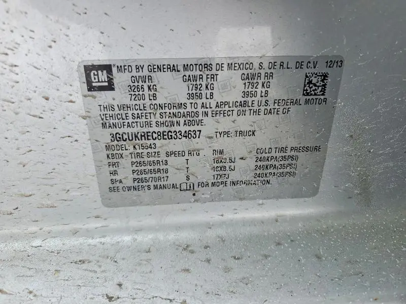 2014 CHEVROLET SILVERADO K1500 LT  