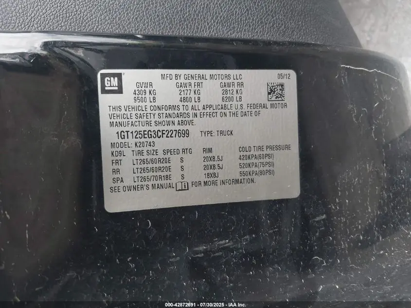 2012 GMC SIERRA 2500HD DENALI