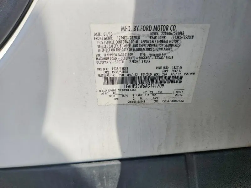 2010 FORD TAURUS SEL  