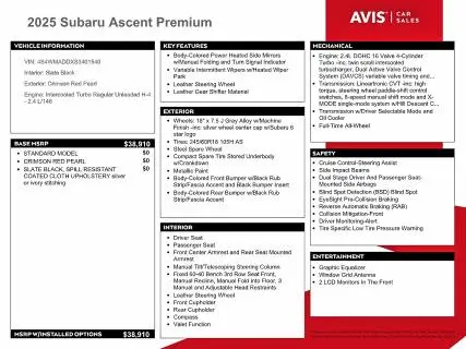 2025 SUBARU ASCENT PREMIUM  