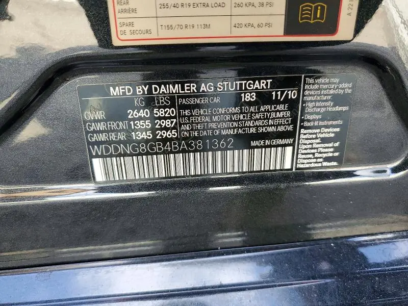 2011 MERCEDES-BENZ S 550 4MATIC  