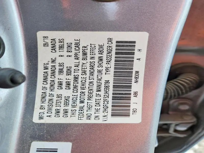 2018 HONDA CIVIC LX  
