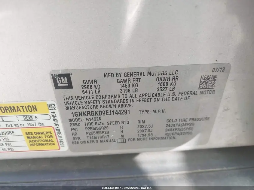 2014 CHEVROLET TRAVERSE 1LT