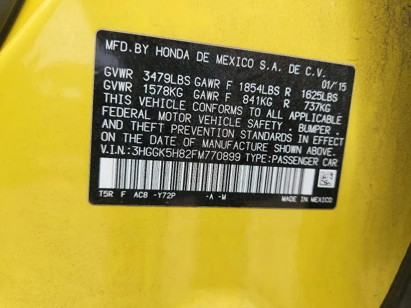 2015 HONDA FIT EX  