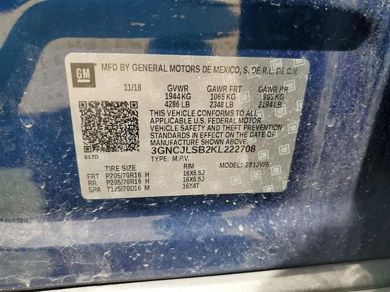 2019 CHEVROLET TRAX 1LT  